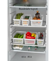 6’lı Buzdolabı Organizeri Düzenleyici Çok Amaçlı Dolap Düzenleyici Beyaz 12x30x14 cm