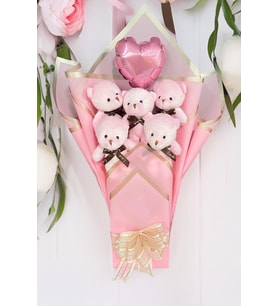 Anneler  Gününe ÖZEL: Premium Balonlu Romantik Pembe Peluş Ayıcık Buketi - Özel Büyük Kutusunda (Kırmızı)