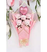 Sevgiliye ÖZEL: Premium Balonlu Romantik Pembe Peluş Ayıcık Buketi - Özel Büyük Kutusunda