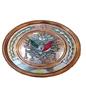 Bakır Duvar Tablosu Bakır Tablo  Osmanlı Tuğra Model Bakır Duvar Tablosu 30 cm ebatlı Bakır Duvar Tablosu Safir Çay Kazanları