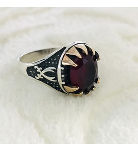 Ruby (Yakut) Taşlı 925 Ayar Gümüş Erkek Yüzük