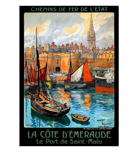 Fransa Saint Malo Restore Edilmiş Seyahat Poster Tablo Ahşap Poster Dekoratif