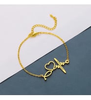 Kişiye Özel 925 Ayar Gümüş Kalp Atışı Kalp Bileklik (Gold)