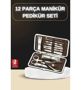12 Parça Manikür Pedikür Seti Özel Deri Çanta El Ayak Bakımı Akne Ve Sivilce Temizleme