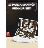 12 Parça Manikür Pedikür Seti Özel Deri Çanta El Ayak Bakımı Akne Ve Sivilce Temizleme