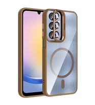 Samsung Galaxy A25 Uyumlu Kılıf Standlı ve Kamera Lens Hediyeli M-Safe Şarj Özellikli Zore Etro Kapak