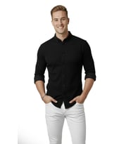 DeepSEA Erkek Siyah Slim Fit Fitilli Gömlek – Likralı Esnek Kumaş Şık Model 2500805