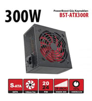 PowerBoost BST-ATX300R 300w, PPFC 12cm Kırmızı Fanlı ATX PSU (Retail Box)