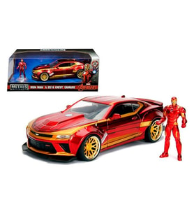 Marvel Iron Man 2016 Chevy Camaro SS Jada 1:24 Model Araba + Kahraman Figür