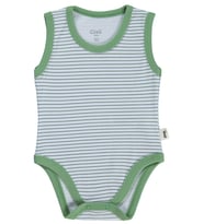 Civil Baby Çizgili 3-36 Ay Çıtçıtlı Badi - Haki