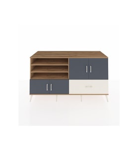 Kronos Konsol 5 Raflı Tek Çekmeceli 4 Kapaklı 176x59x99 Çam-Antrasit/Aytaşı