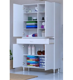 Eliusta Nexa Modüler Dolap  90 Cm Banyo/Mutfak Dolabı Extra Kullanım Alanlı 90x173x32,5 cm Beyaz Dolap