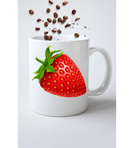 Çilek Baskılı Kupa Bardak Porselen Çay Kahve Fincanı-6