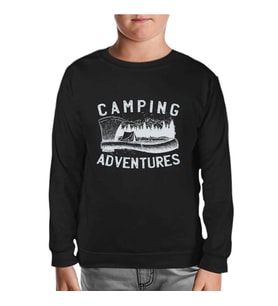 Camping Adventure Axe and Tent Siyah Çocuk Sweatshirt