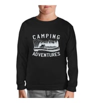 Camping Adventure Axe and Tent Siyah Çocuk Sweatshirt