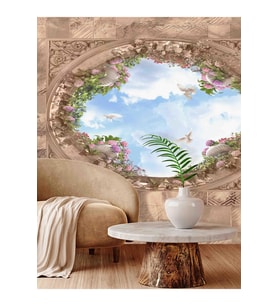 Dreamwall Eskitme Taş Duvar  Desenli Silinebilir Tekstil Duvar Kağıdı (Çok Renkli)