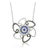925 Ayar Gümüş Nazarlı V Kadın Gümüş Kolye