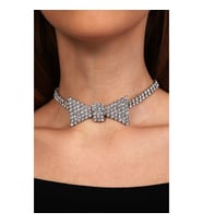 Kadın Papyon Model Zirkon Taşlı Gümüş Pırlanta Abiye Gerdanlık Tasma Kolye Nişan Düğün Söz Choker