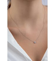 14 Ayar Altın Tek Taş Detaylı Kolye (Sarı)