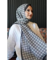 Mozaik Desen Siyah Soft Pamuk Şal (Standart)