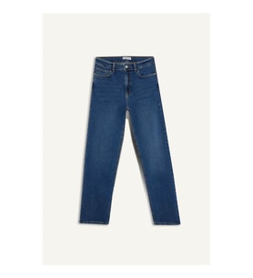 Defacto Comfort Straight Normal Bel Bilek Boy Mavi Kadın Jean Pantolon F9726AX/NM34