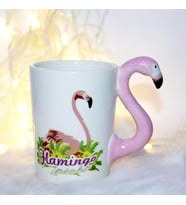 3D Animal Mug Serisi Özel Motifli El Boyaması Flamingo Tasarımlı Kahve Fincanı Kupa Bardak 300 ml. (Karışık)