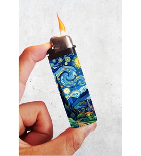 Van Gogh Yıldızlı Gece Sanatsal Klasik Çakmak, Tekrar Doldurulabilir