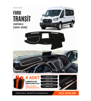 FORD TRANSİT KAPAKLI (2013-2018) Uyumlu Torpido Örtüsü Torpido Kılıfı - Siyah Bej