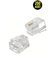 200 Adet RJ11 6P/2C Kablolu  Telefon Kablosu Soketi Ucu  -RJ11 6P/2C Uç