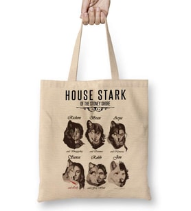 Game Of Thrones Stark Children And Wolves Bez Çanta Uzun Saplı