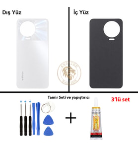 Infinix Note 12 Pro Beyaz Uyumlu Arka Kapak + Yapıştırıcı ve Vida Seti Arka Cam Batarya Pil Kapağı