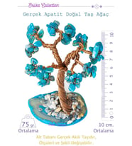 Sertifikalı Gerçek Apatit Doğal Taşı Ağaç - Akik Plakalı (Çok Renkli)