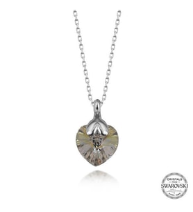 Crystal Taşlı Kalp 925 Ayar Gümüş Kolye