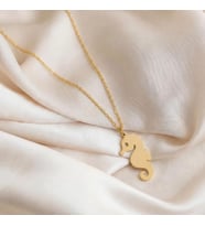 Kişiye Özel 925 Ayar Gümüş Minimal Deniz Atı Kolye (Gold)