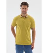 Sarı Polo Yaka Pike Kısa Kol Slim Fit %100 Pamuk Tişört 1011260171