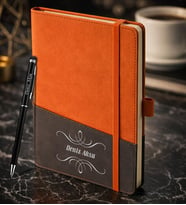 BK Gift Kişiye Özel Turuncu Termo Deri Defter ve Touchpen Kalem Seti -1,  Kurumsal ve Özel Hediye, Yeni İş Hediyesi