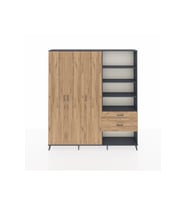 Arges Gardrop 16 Raflı 2 Çekmeceli 3 Kapaklı 220x30x243 Antrasit-Çam