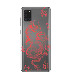 Samsung Galaxy A21S Uyumlu Ejderha Tasarımlı Şeffaf Telefon Kılıfı