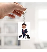 Kişiye Özel Seyahate Çıkan Erkek Karikatürlü Anahtarlık