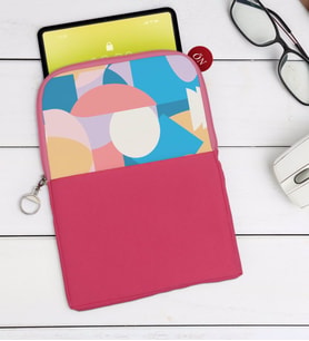 BK Gift Modern Art Tasarımlı Taşınabilir Koruyucu Tablet Kılıfı & Organizer Çanta - Pembe-1
