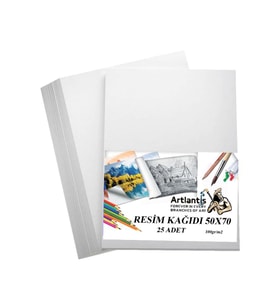 Resim Kağıdı 50x70 25 Li 100 gr 1 Paket 50*70 Resim Kartonu (Beyaz)