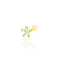 Gümüş altın yaldızlı zirkon taşlı çiçek modeli Tragus helix Piercing küpe