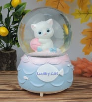 Lukcy Cat Yazılı Kar Küresi Püskürtmeli Müzikli Işıklı Büyük Boy Sevgiliye Hediye