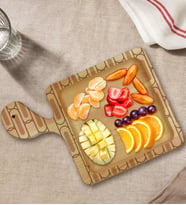 BK Gift Modern Art Tasarımlı Kare Şeklinde Doğal Ahşap Servis ve Sunum Tabağı Model 19