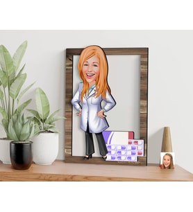 BK Gift Kişiye Özel Kadın Eczacı Karikatürlü 3D Ahşap Tablo, Sevgiliye Hediye, Arkadaşa Hediye, Yıl Dönümü Hediyesi, Doğum Günü Hediyesi-3