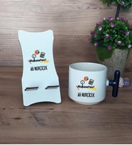 Muhasebeci Hediye Sepeti Kupa Bardak T Kulplu ve Ahşap Telefon Standı Muhasebeciye Hediye (Model 2)