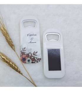 30 Adet Kahverengi Çiçek Baskılı Dikey Açacak Magnet 4,5x10,5 Cm Uv Nikah Şekeri Nişan Şekeri-