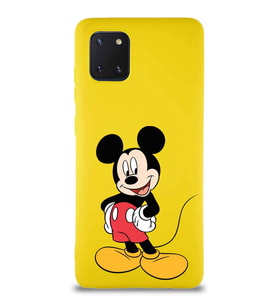 Samsung Galaxy Note 10 Lite Soft Premier Kapak Mickey Mouse-E Tasarımlı Silikon Kılıf - Sarı (Şeffaf)