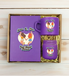 BK Gift Kişiye Özel İsimli DTF Best Friend Temalı Mor Defter & Kahve Fincanı & Mum Hediye Seti-6, Arkadaşa Hediye, Doğum Günü Hediyesi