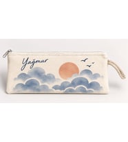 Kişiye Özel Bulutlu Gün Batımı Baskılı Fermuarlı Clutch El Çantası Makyaj Çantası